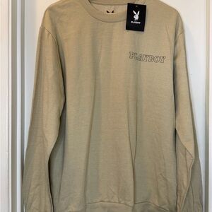PLAYBOY Men's Beige Crewneck Sweater